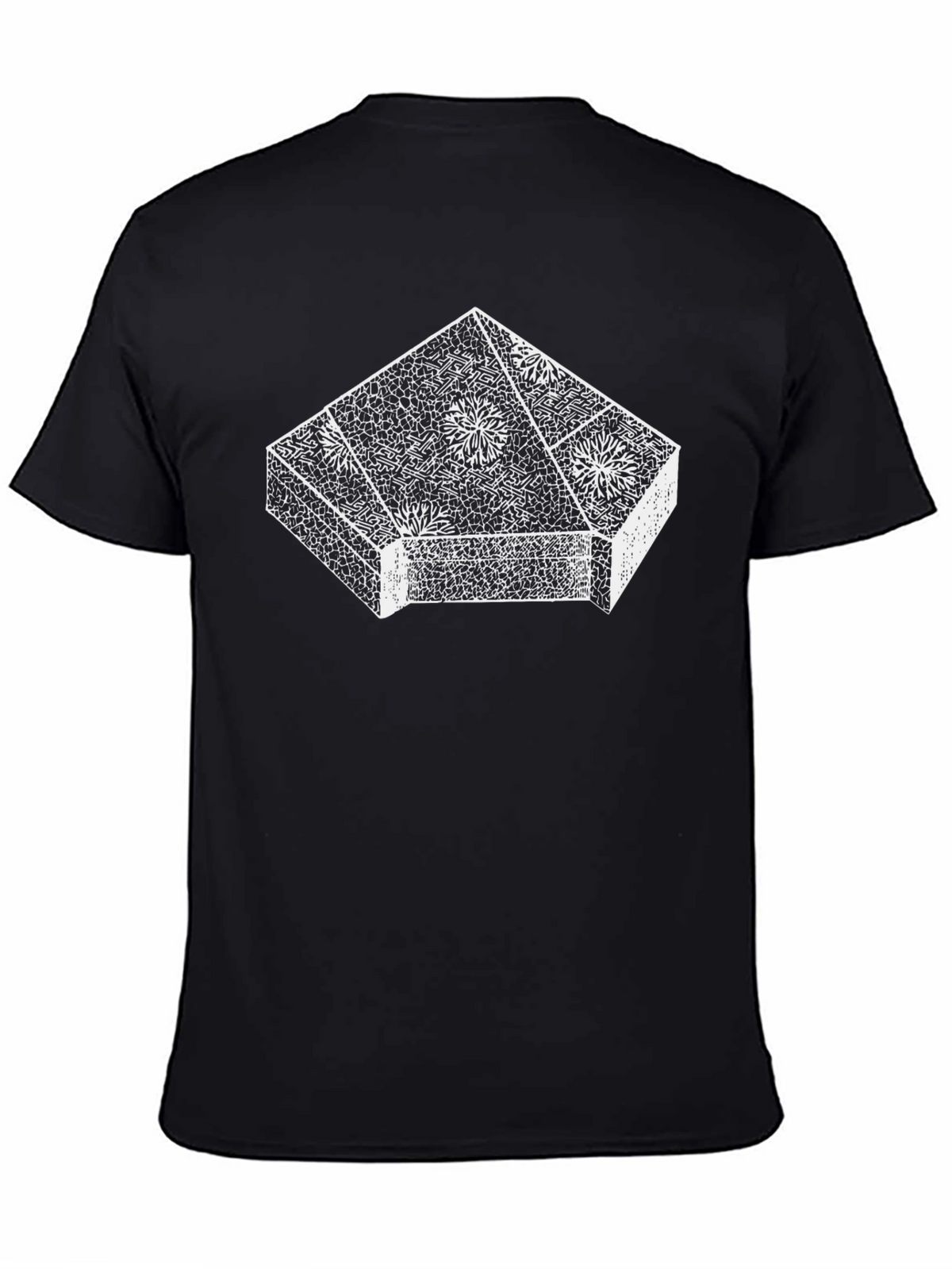 Geometric Floral Print Black T-Shirt