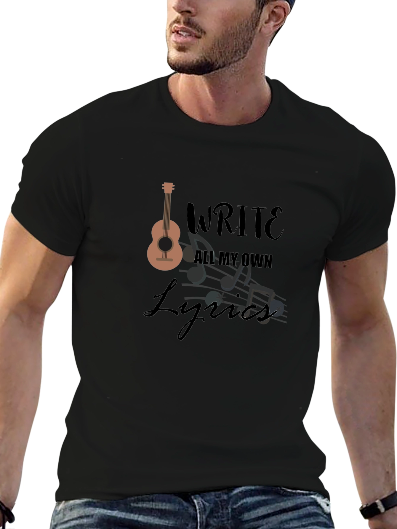 Write All My Own Lyrics Graphic Tee - Black
