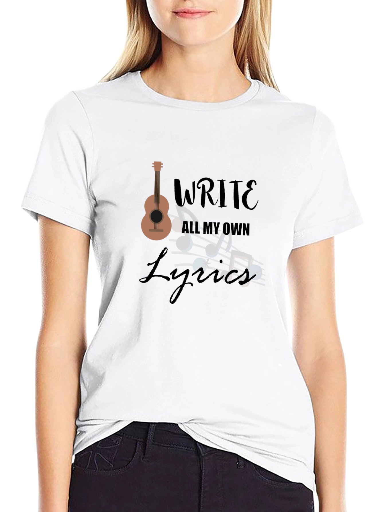 Write All My Own Lyrics Graphic Tee - Black