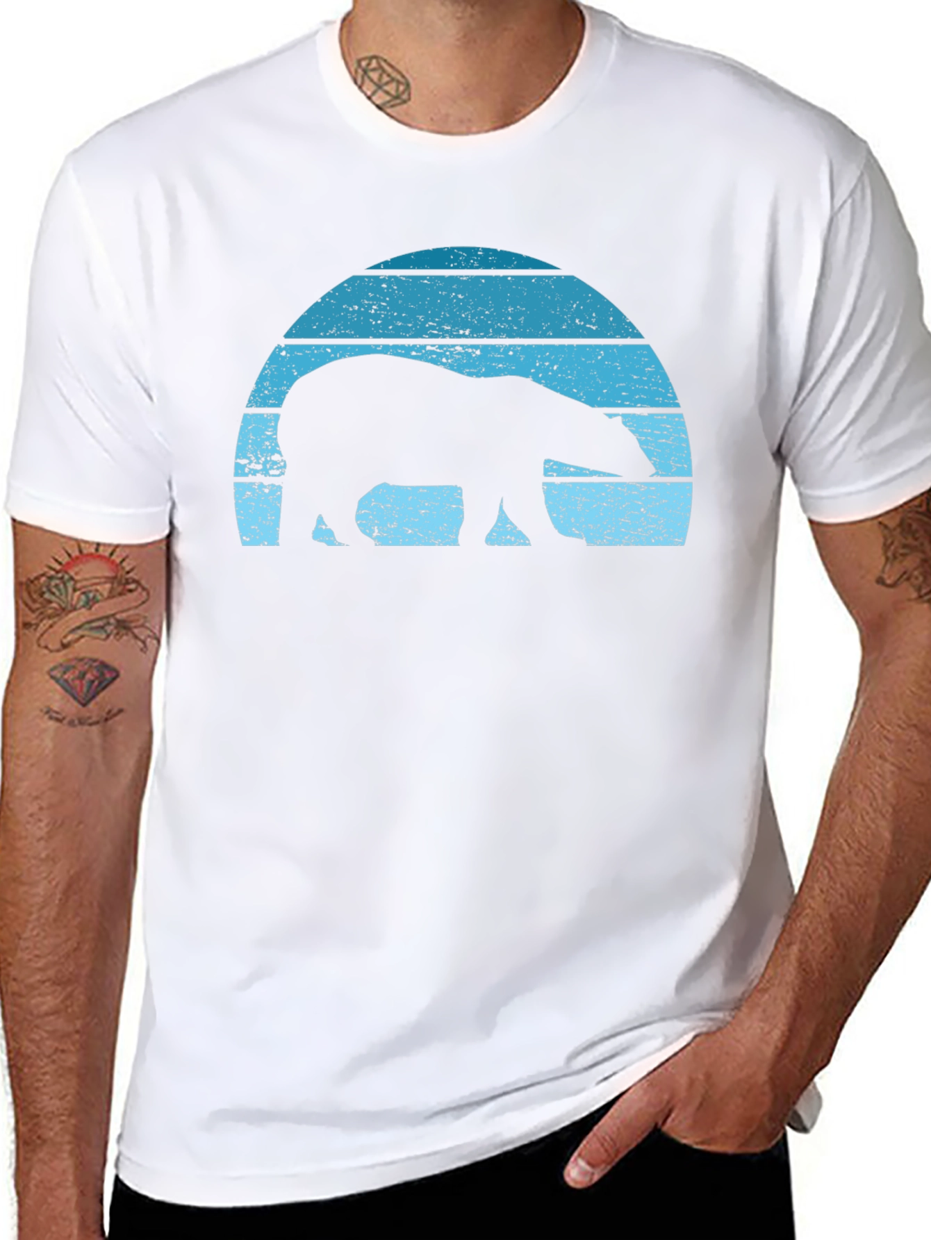 Retro Polar Bear Graphic T-Shirt