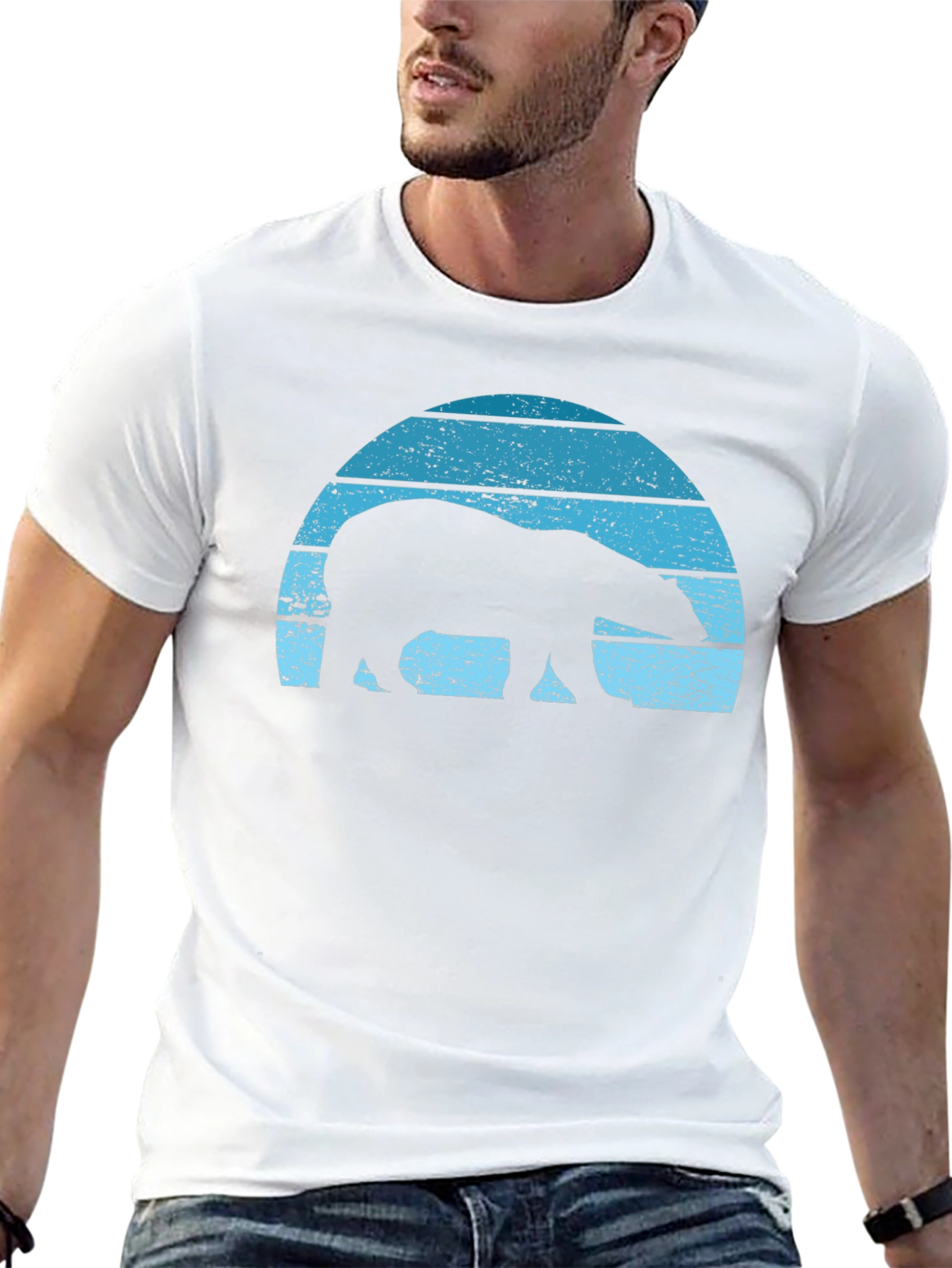 Retro Polar Bear Graphic T-Shirt