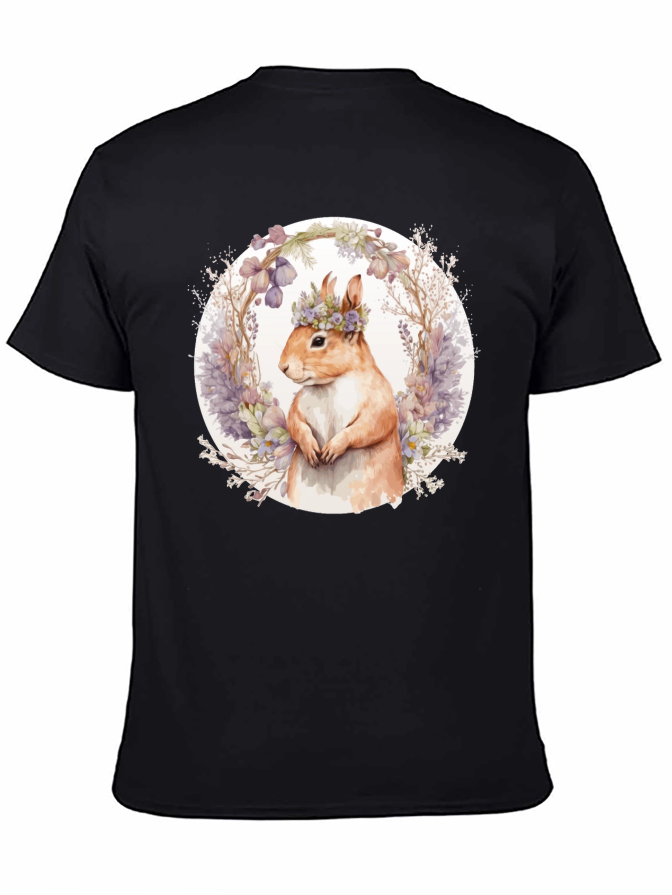 Squirrel Floral Crown T-Shirt - Nature Lover Tee