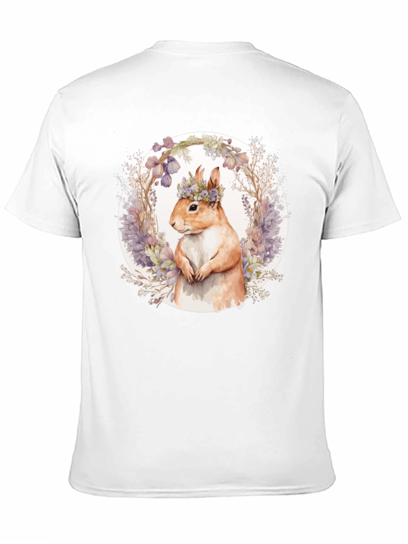 Squirrel Floral Crown T-Shirt - Nature Lover Tee