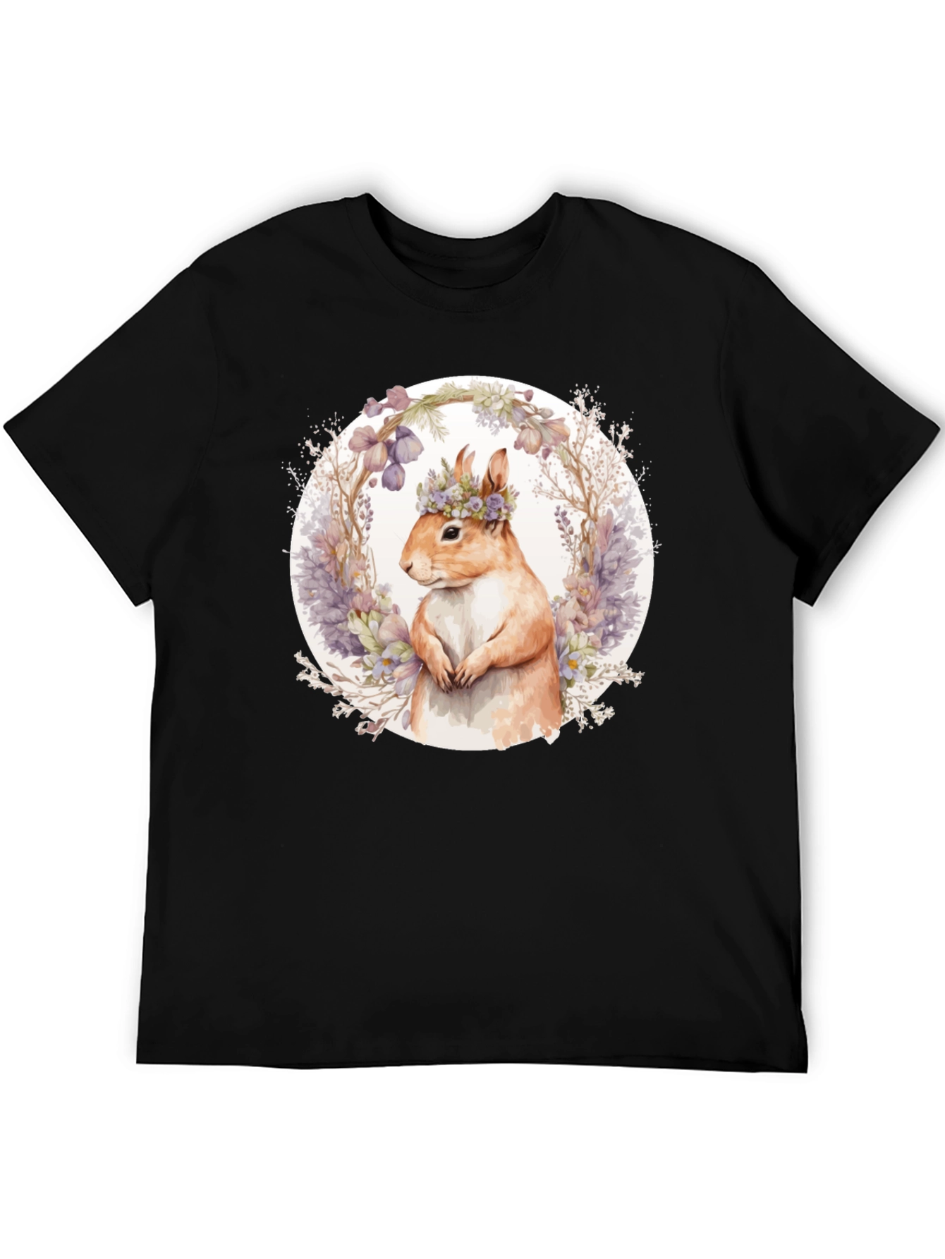 Squirrel Floral Crown T-Shirt - Nature Lover Tee