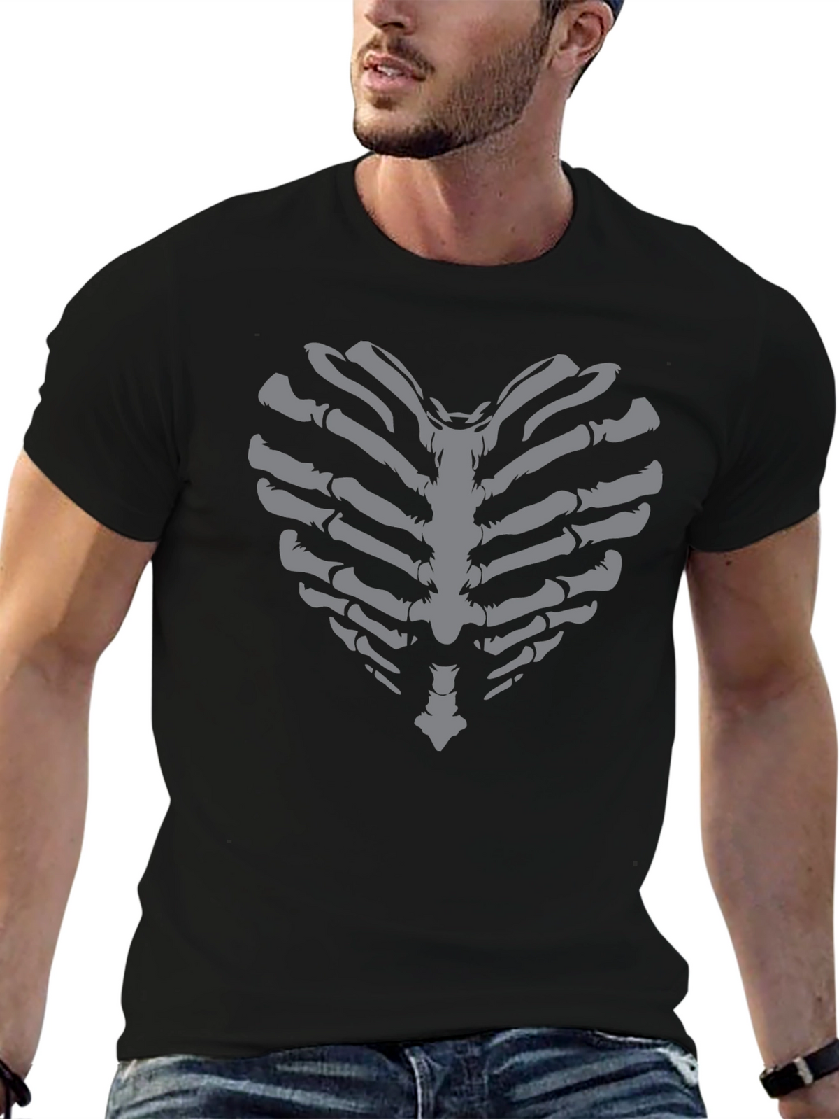 Skeleton Heart T-Shirt - Gothic Love Tee