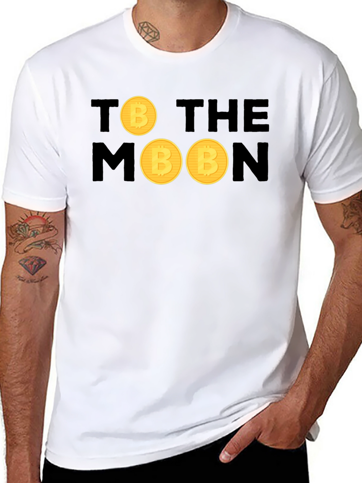 Bitcoin To The Moon Black T-Shirt Crypto