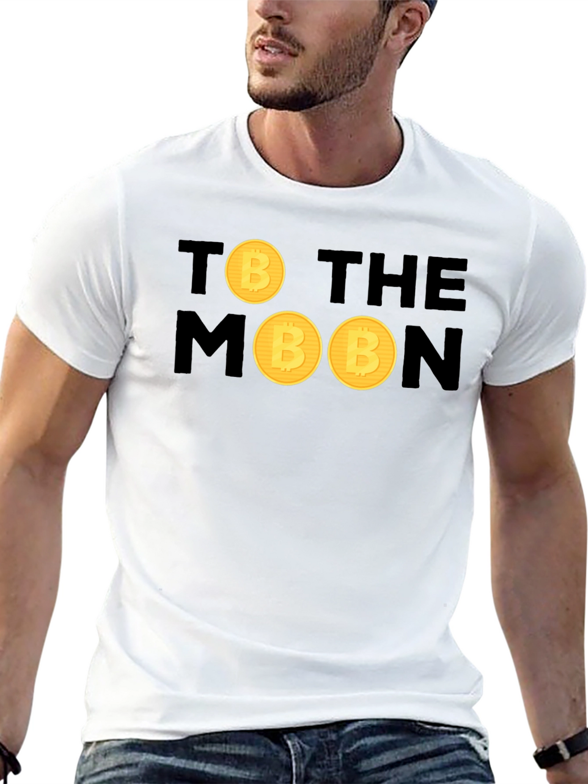 Bitcoin To The Moon Black T-Shirt Crypto