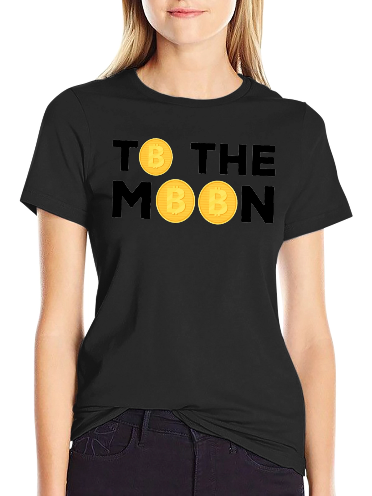 Bitcoin To The Moon Black T-Shirt Crypto