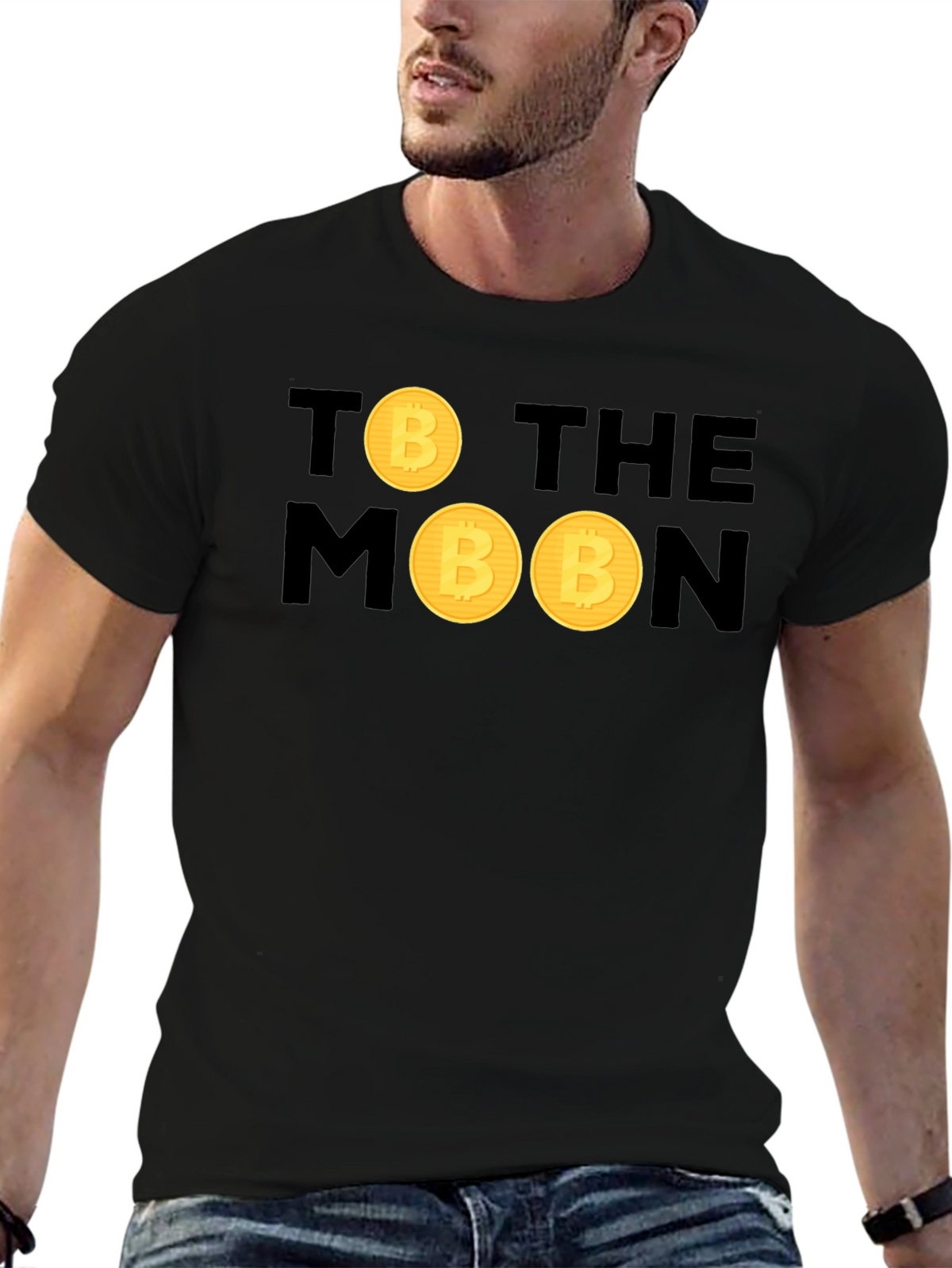 Bitcoin To The Moon Black T-Shirt Crypto