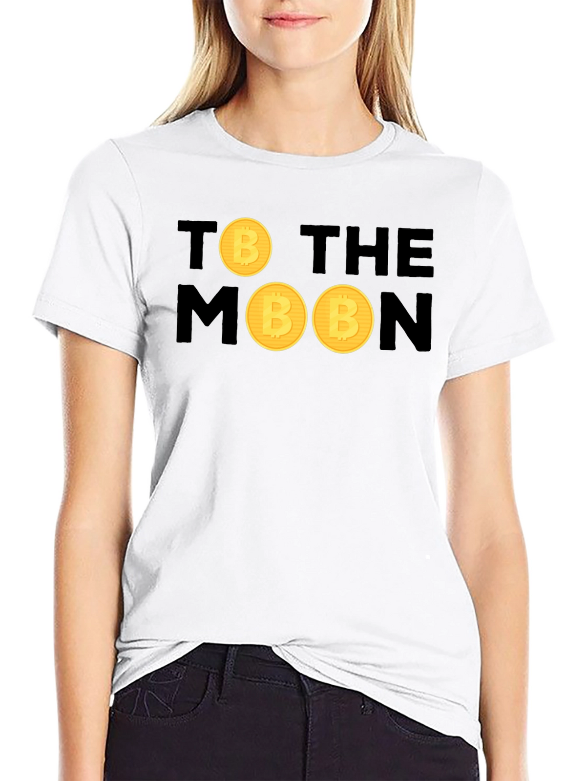 Bitcoin To The Moon Black T-Shirt Crypto