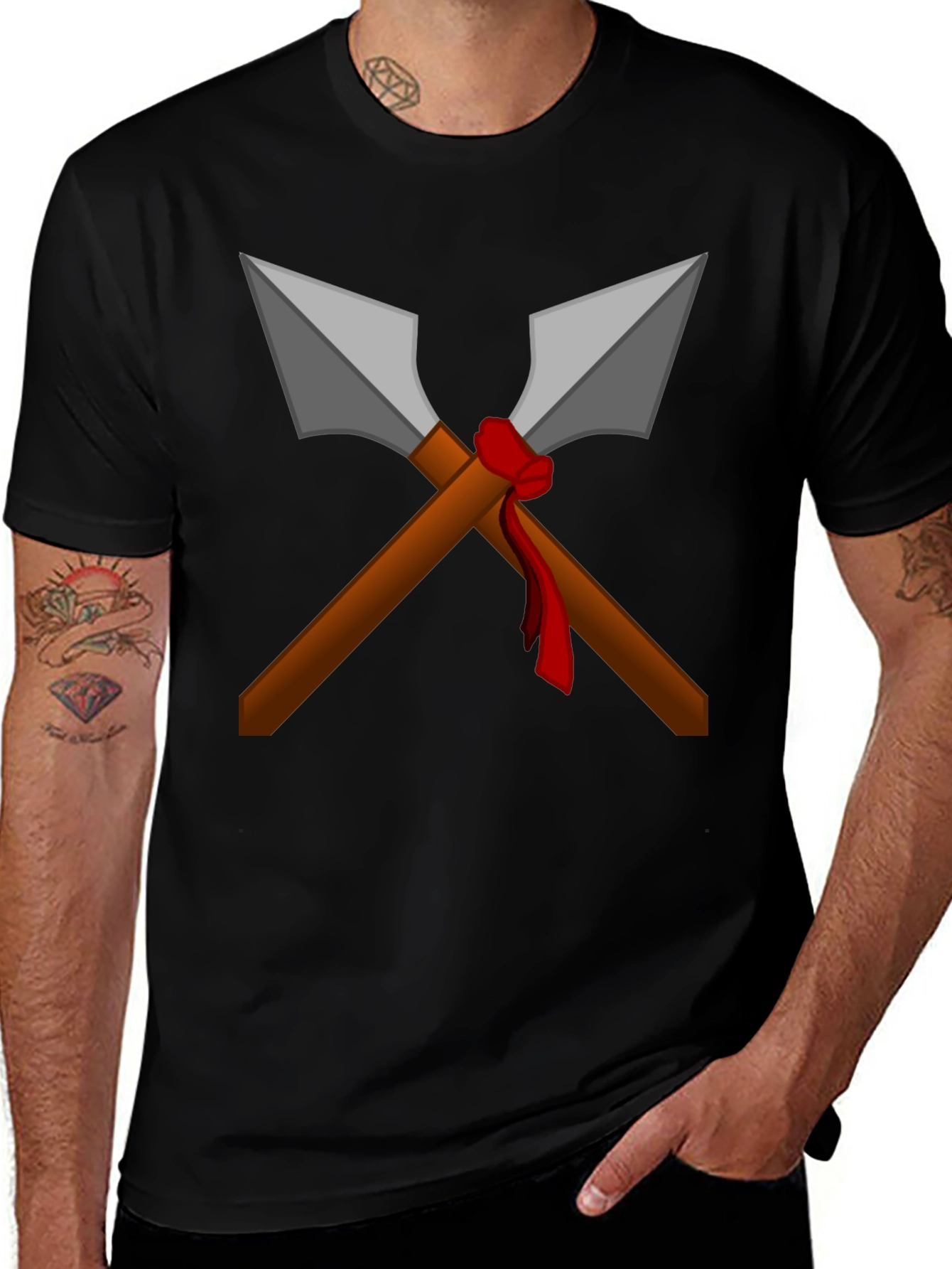Crossed Spears Graphic Tee - Warrior Style