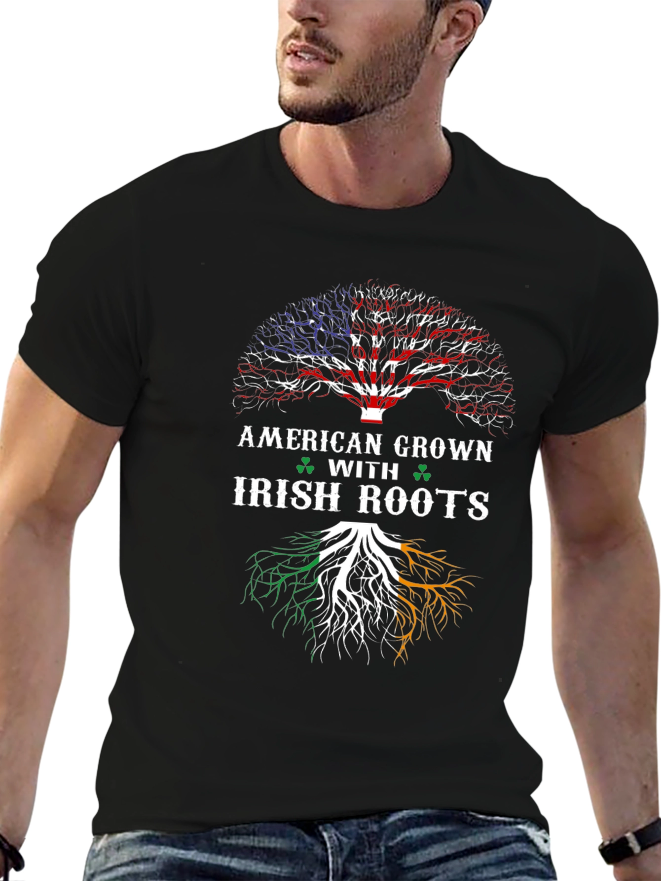 American Grown Irish Roots Black T-Shirt