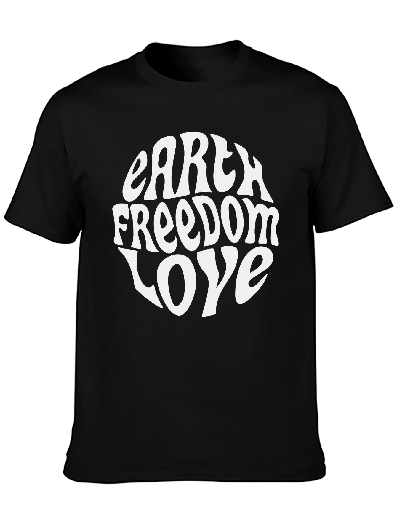 Earth Freedom Love Graphic T-Shirt - Black