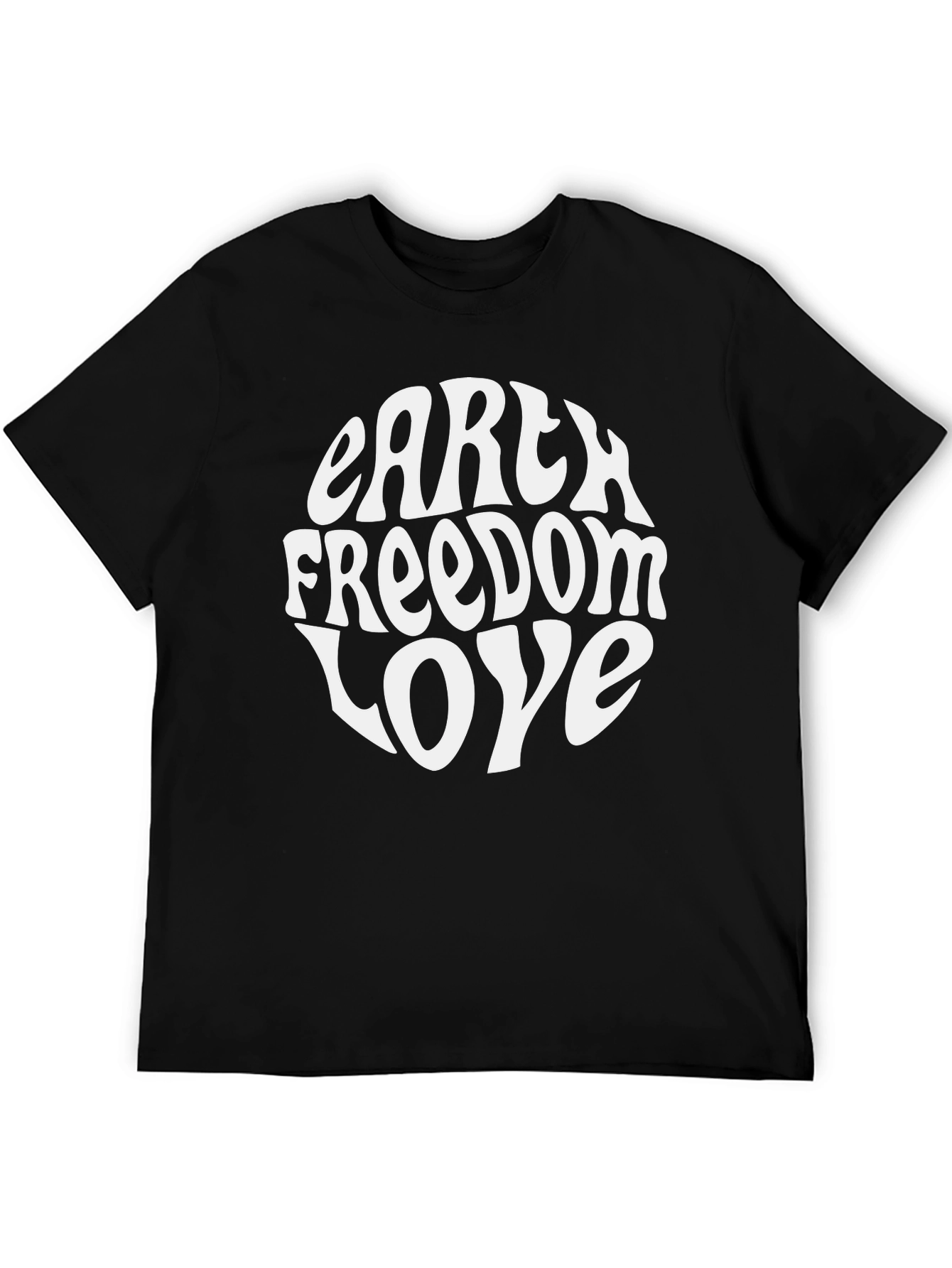 Earth Freedom Love Graphic T-Shirt - Black