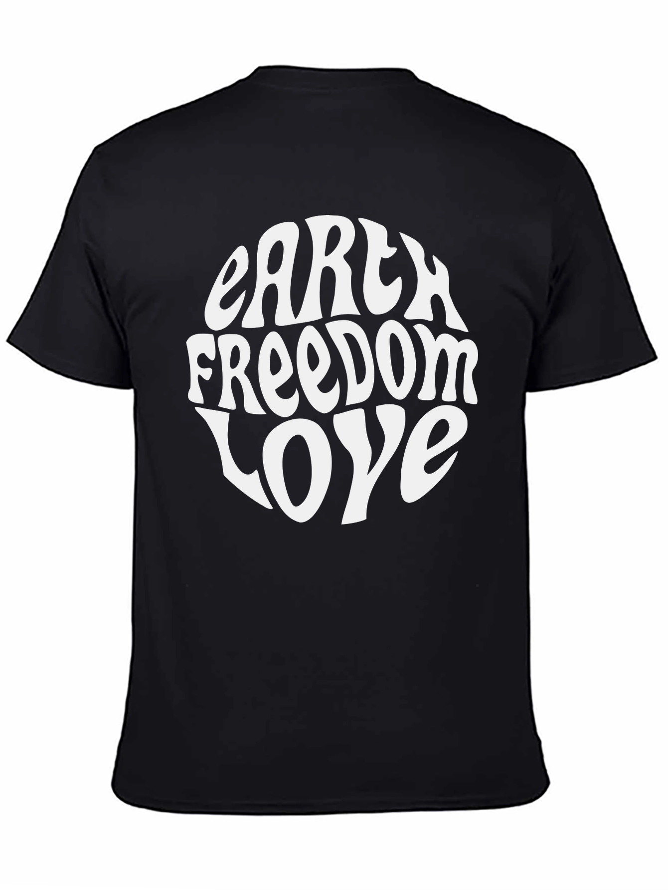 Earth Freedom Love Graphic T-Shirt - Black