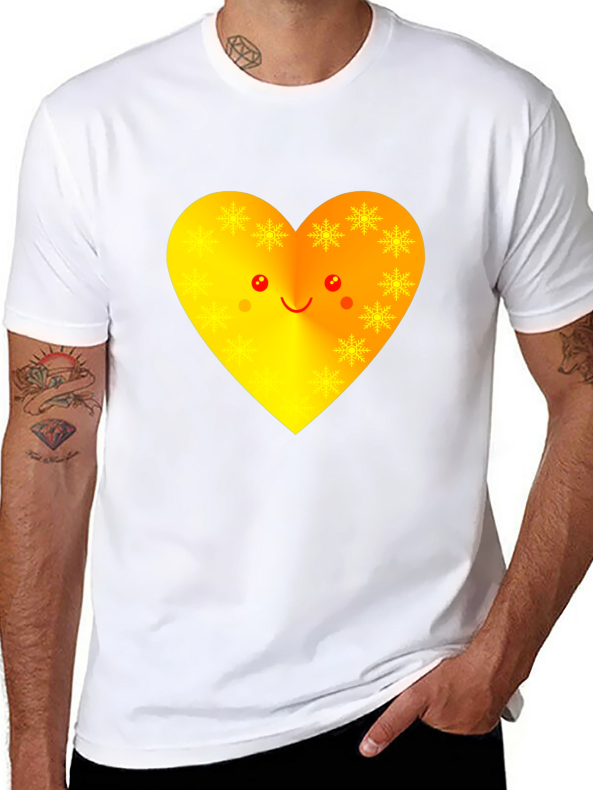 Heart Face Graphic Tee - Black Unisex T-Shirt