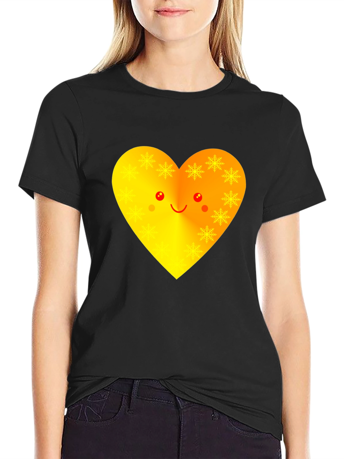 Heart Face Graphic Tee - Black Unisex T-Shirt