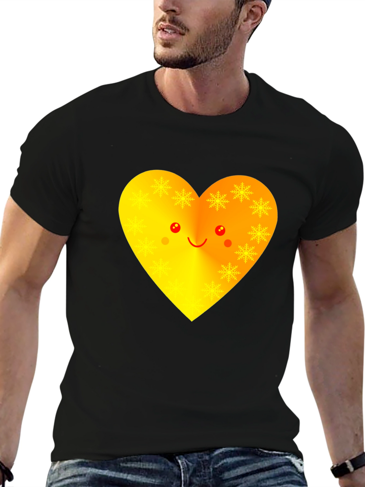 Heart Face Graphic Tee - Black Unisex T-Shirt
