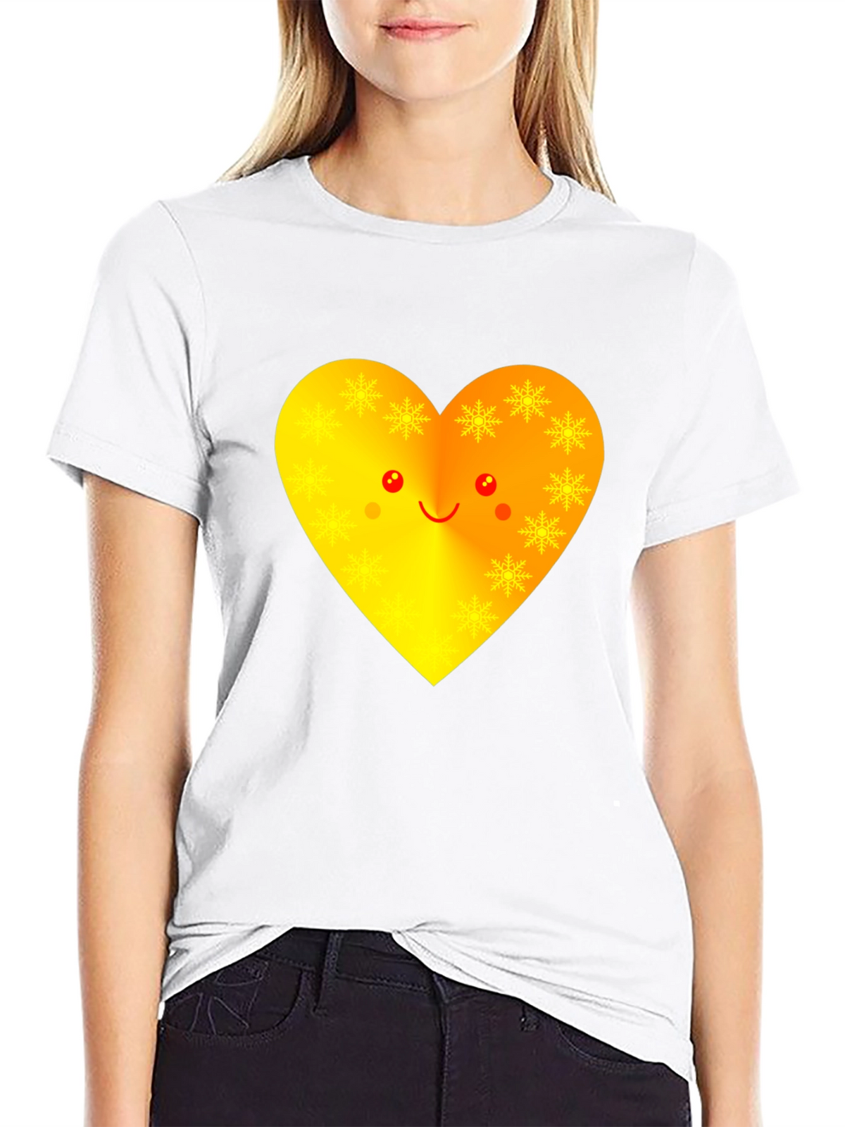 Heart Face Graphic Tee - Black Unisex T-Shirt