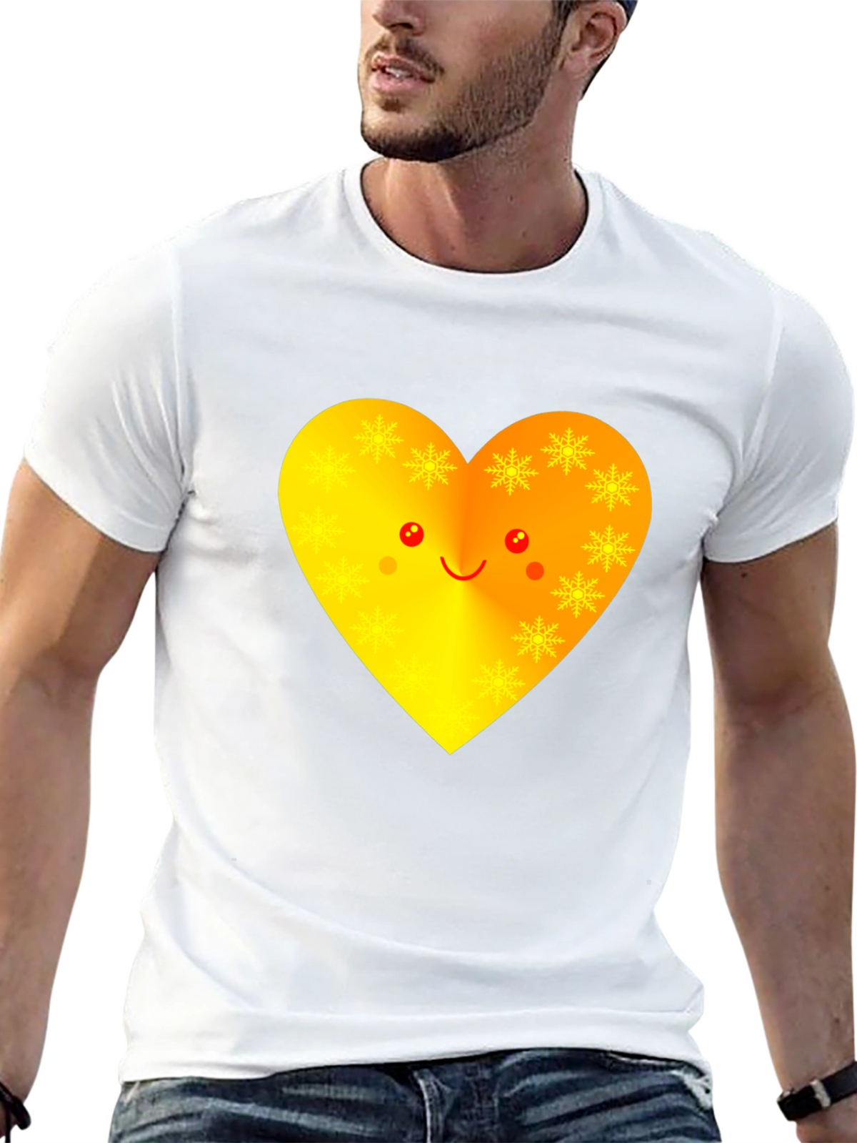 Heart Face Graphic Tee - Black Unisex T-Shirt
