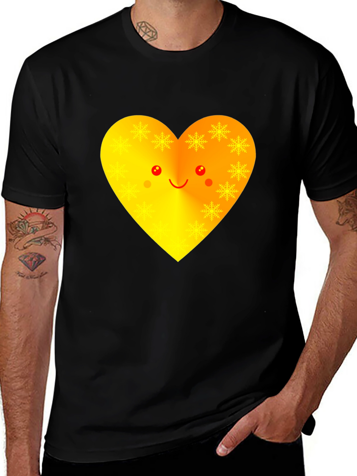 Heart Face Graphic Tee - Black Unisex T-Shirt