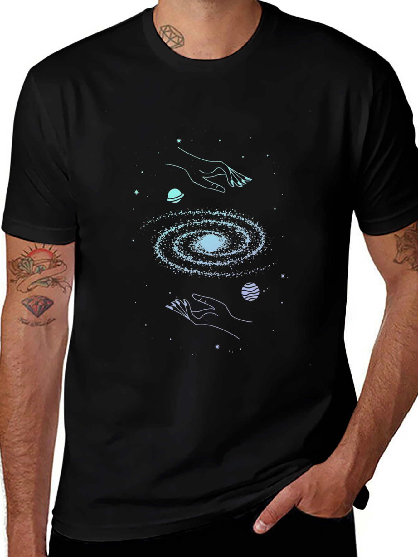 Cosmic Hands Galaxy T-Shirt - Unisex Graphic Tee