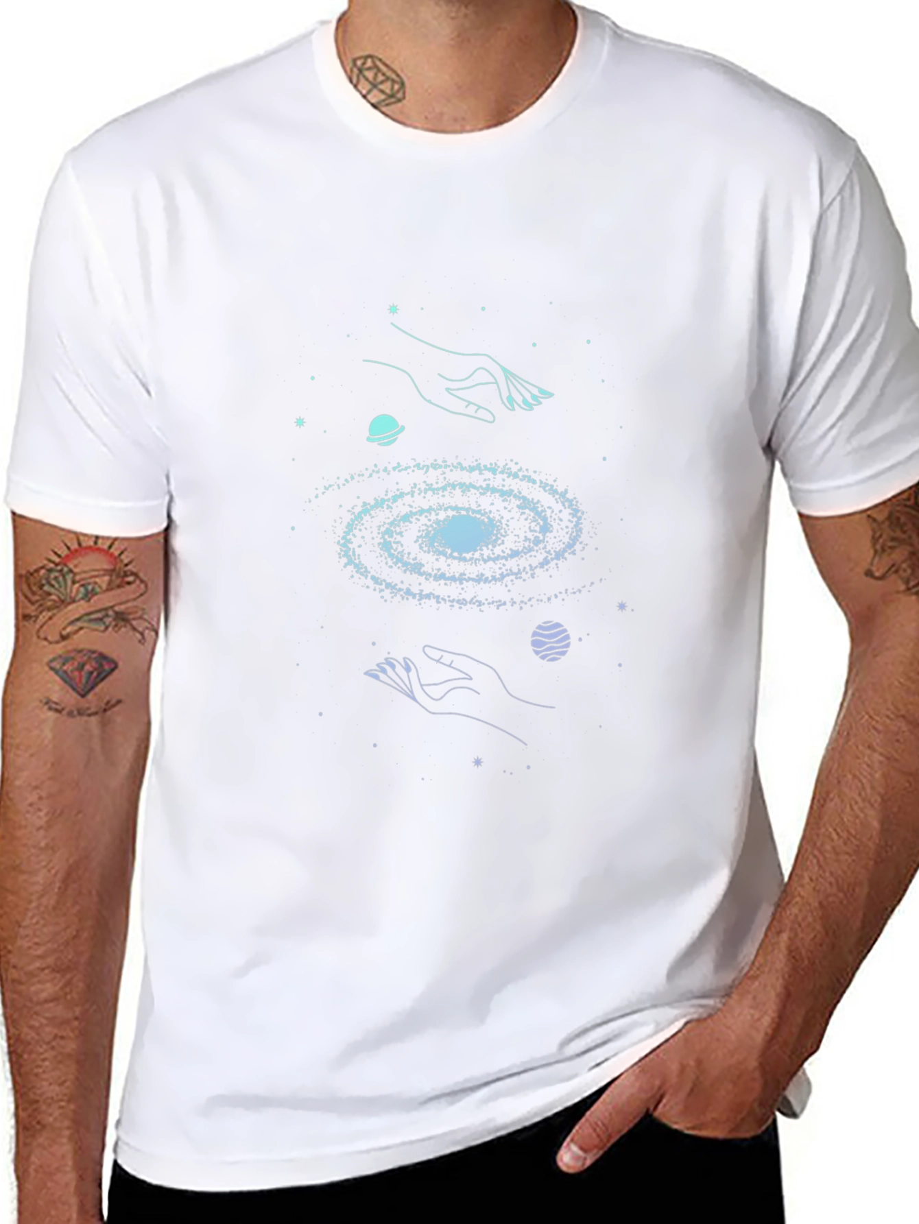 Cosmic Hands Galaxy T-Shirt - Unisex Graphic Tee
