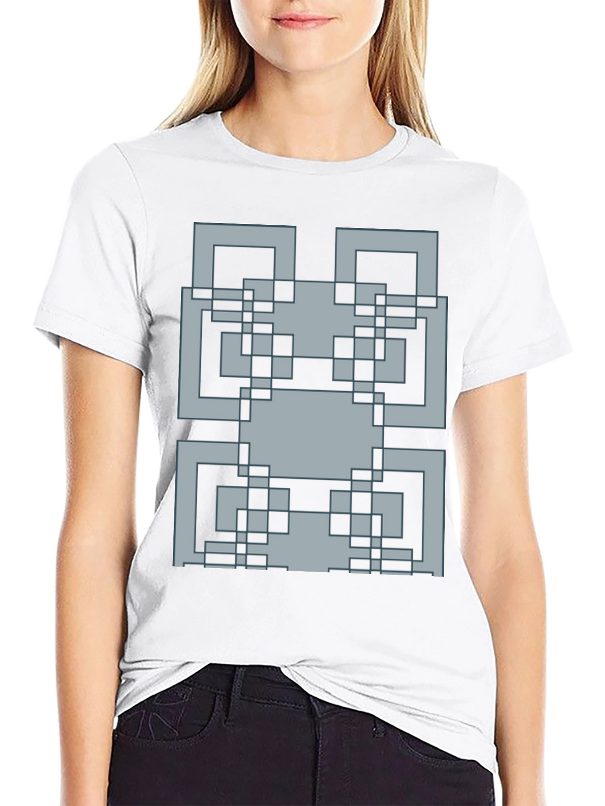 Pixelated Pattern Graphic Tee - Retro Style