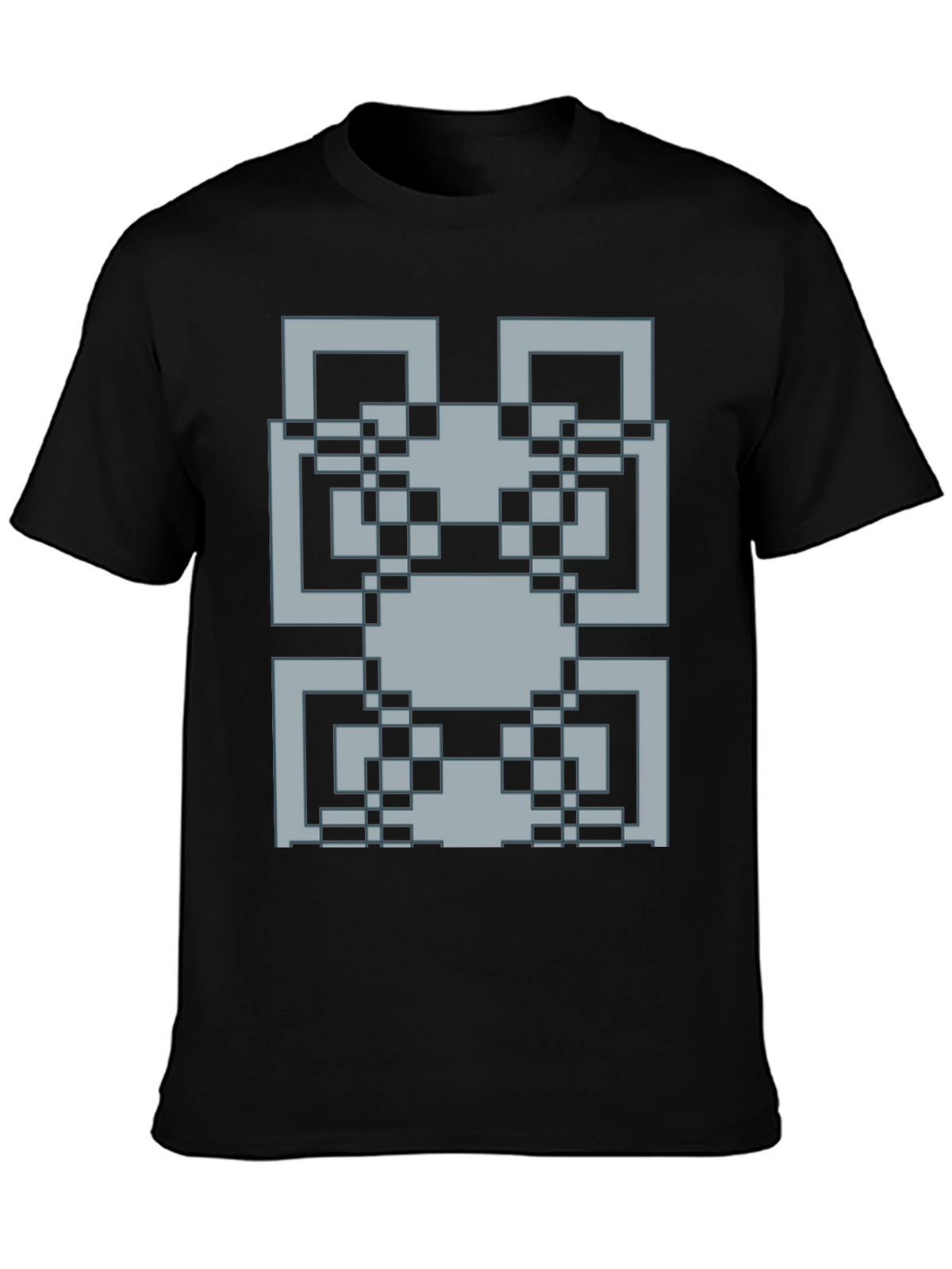 Pixelated Pattern Graphic Tee - Retro Style