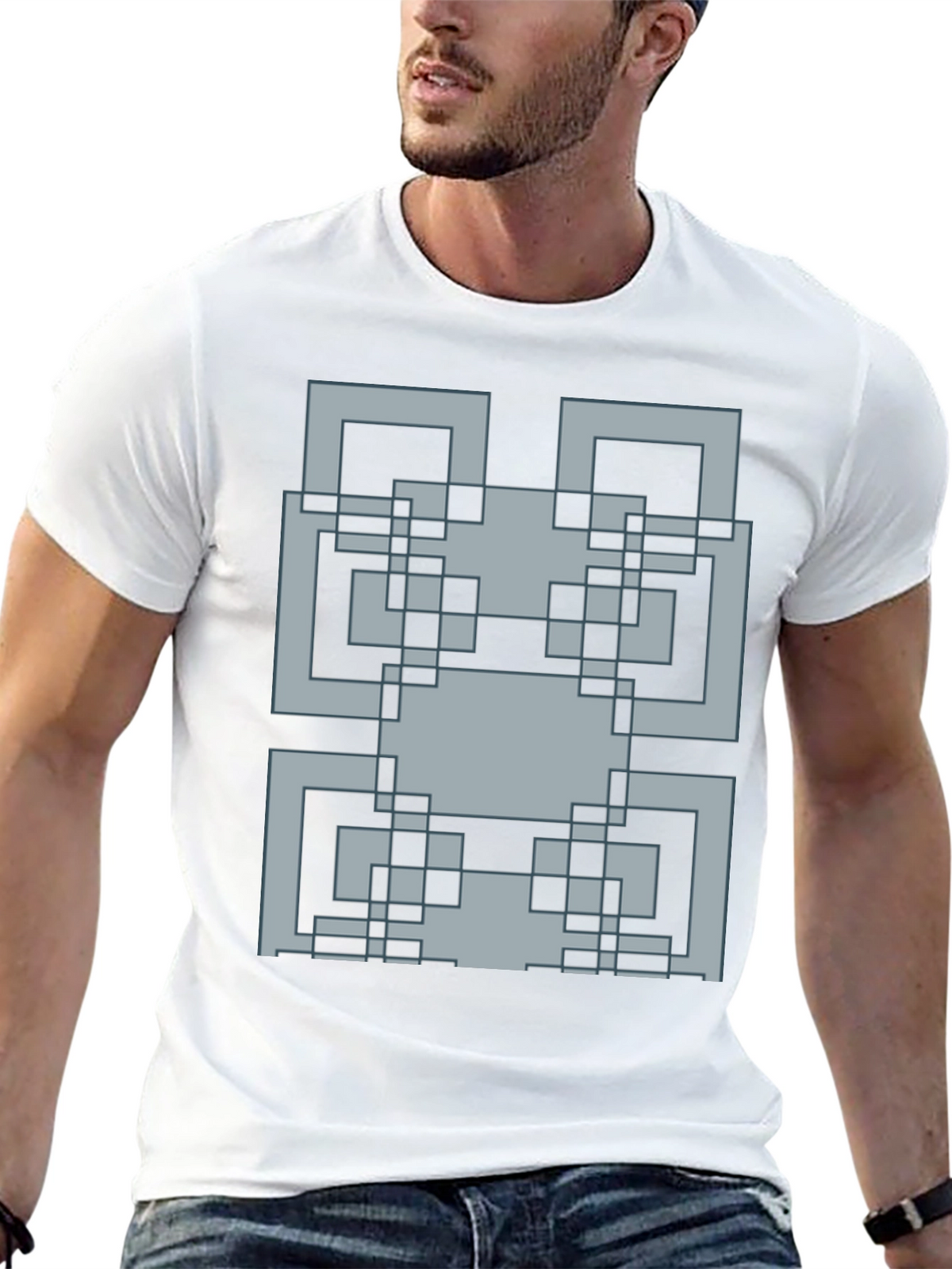 Pixelated Pattern Graphic Tee - Retro Style