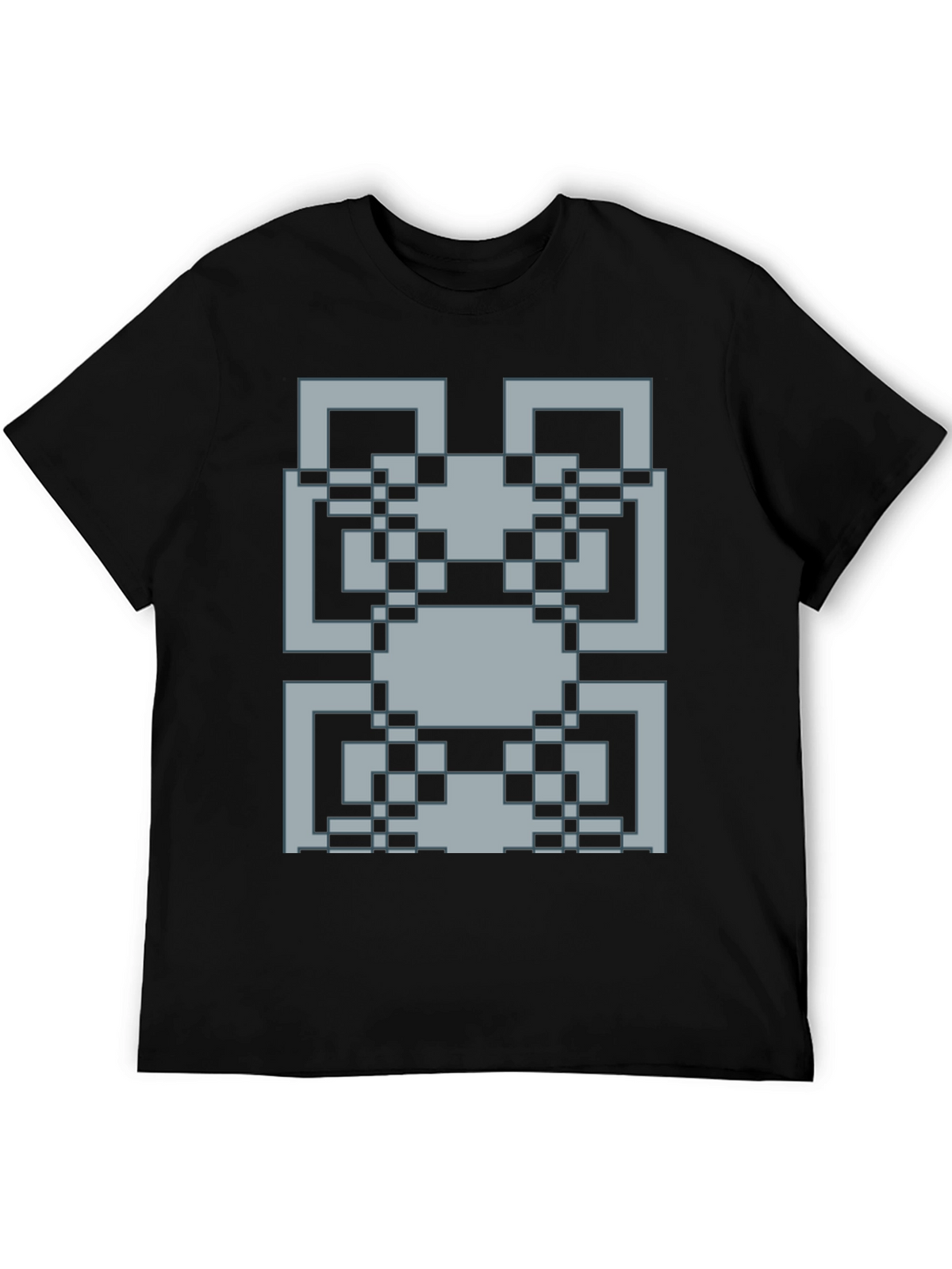 Pixelated Pattern Graphic Tee - Retro Style
