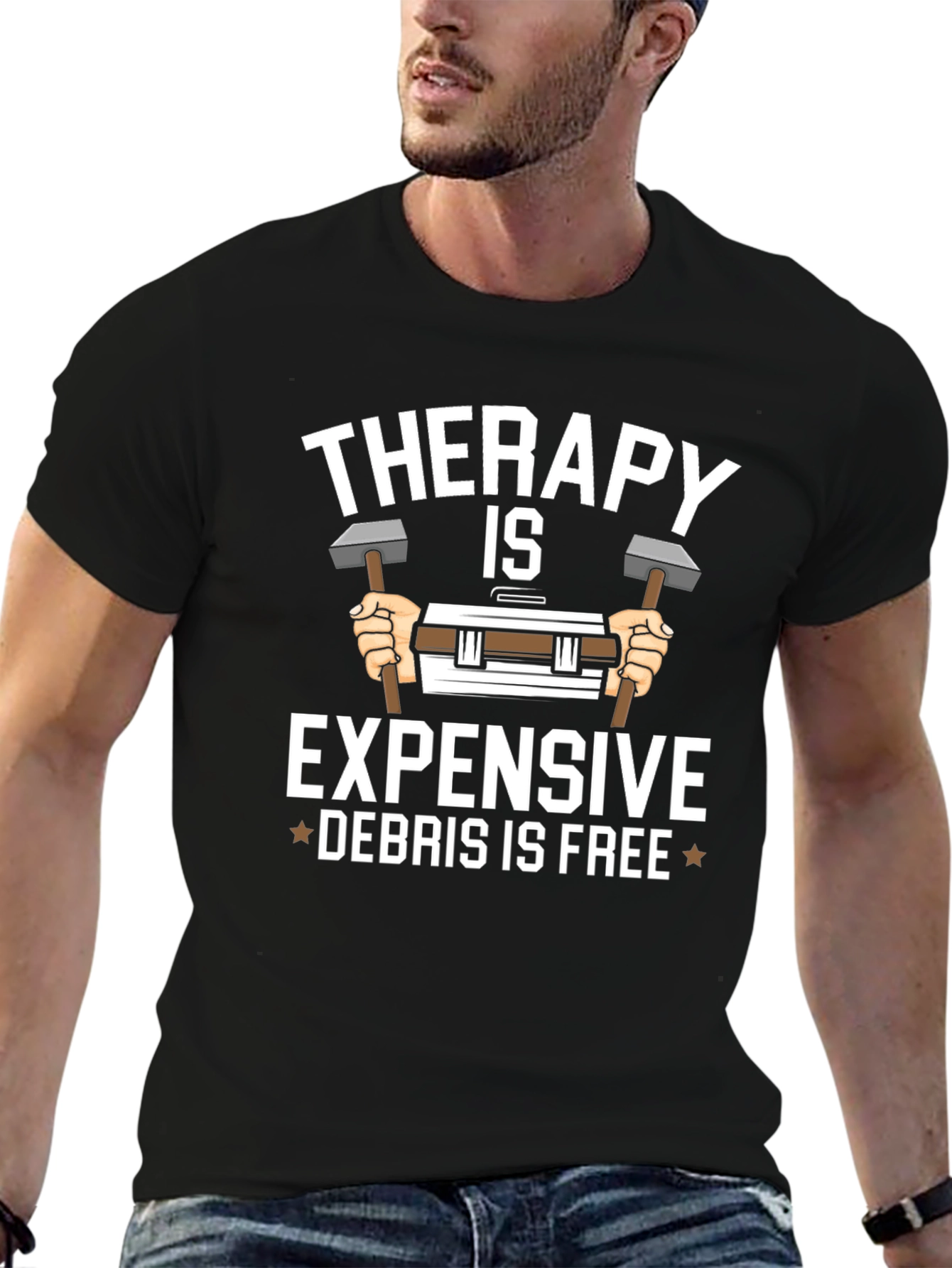 Therapy is Expensive Debris is Free Black T-Shirt