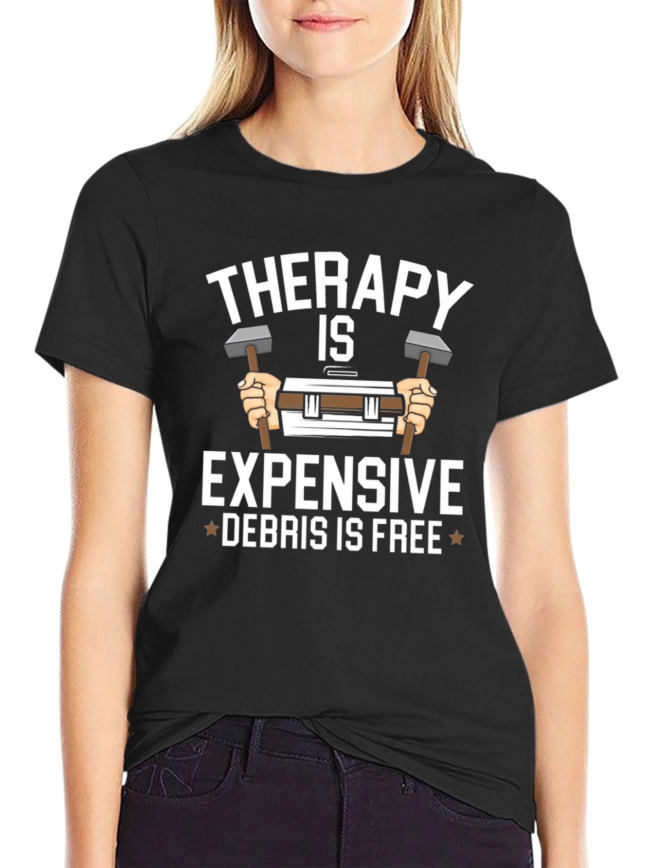Therapy is Expensive Debris is Free Black T-Shirt