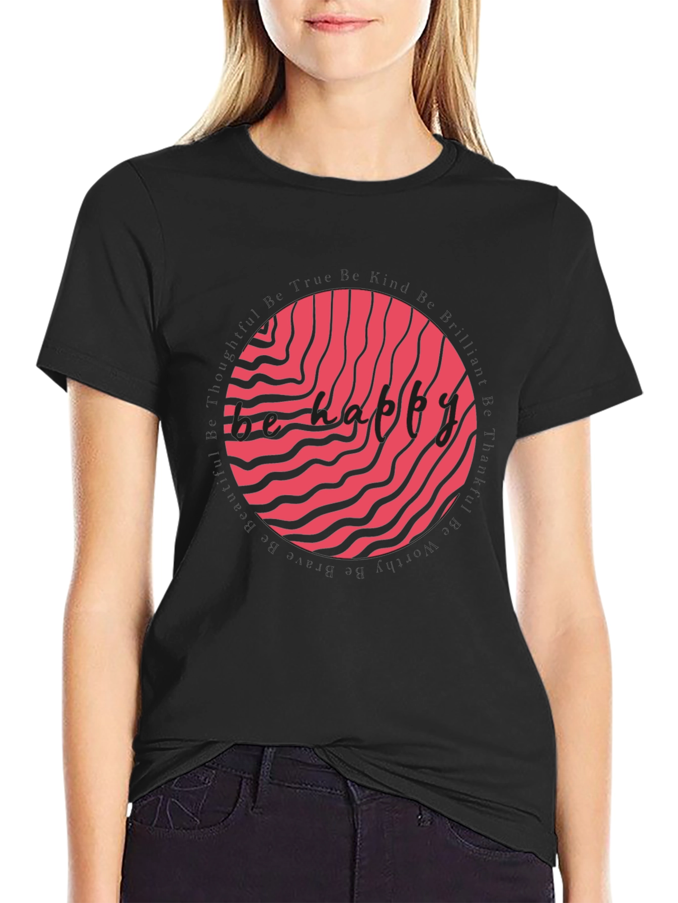 Trendy Black T-Shirt with Abstract Graphic