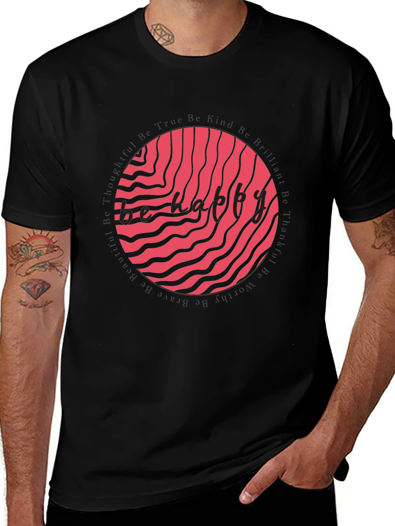 Trendy Black T-Shirt with Abstract Graphic