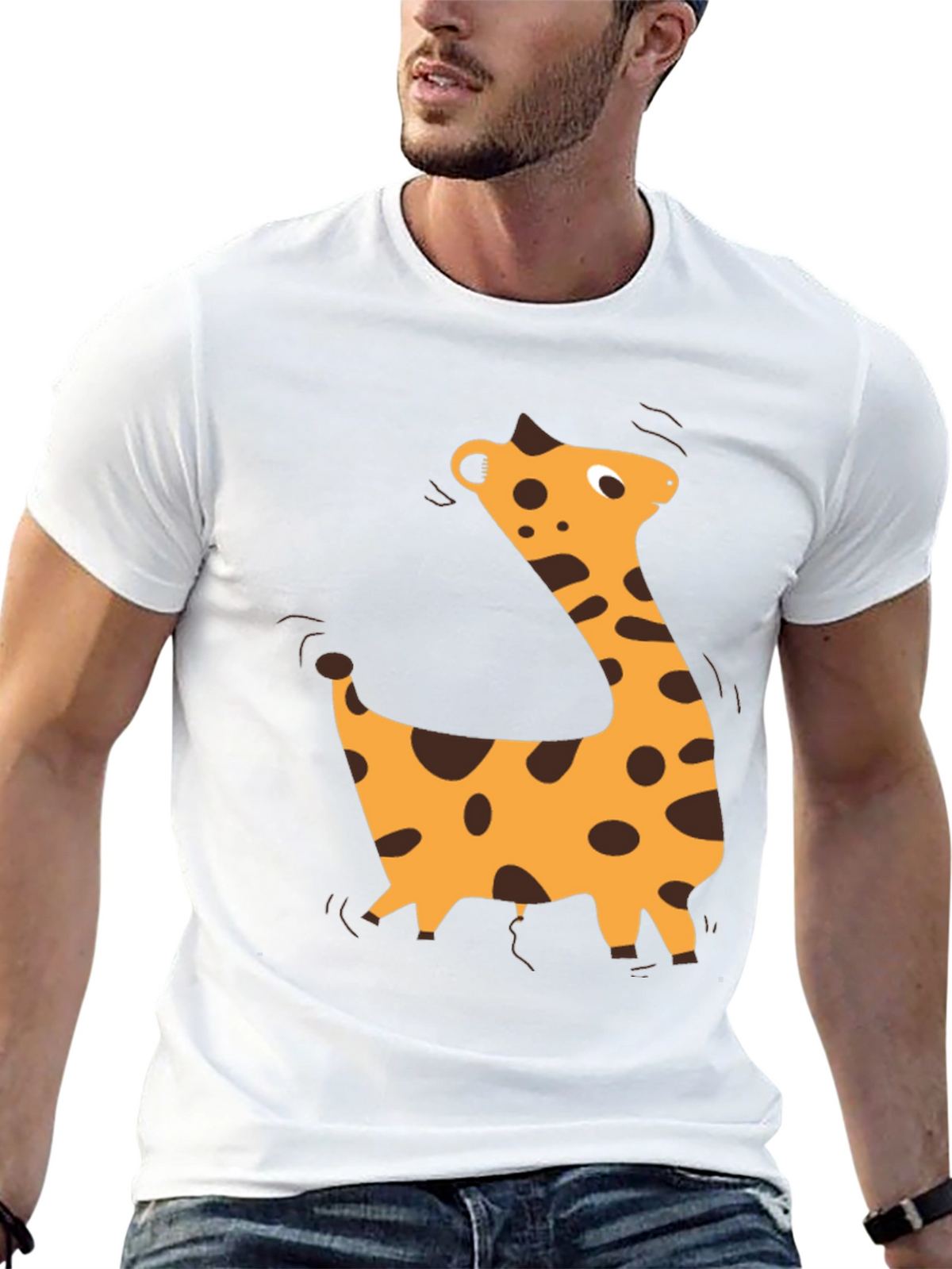 Giraffe Graphic Black T-Shirt - Casual Style