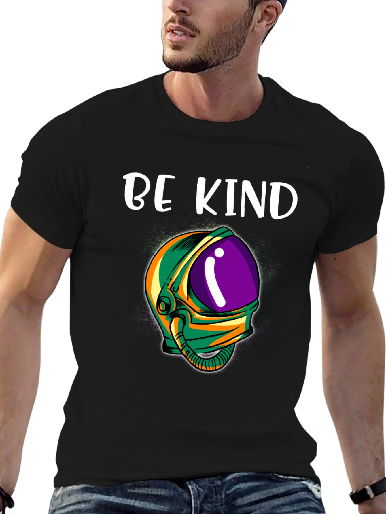 Be Kind Astronaut T-Shirt - Black Graphic Tee