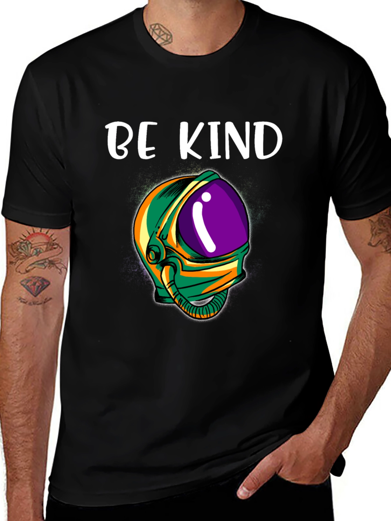Be Kind Astronaut T-Shirt - Black Graphic Tee
