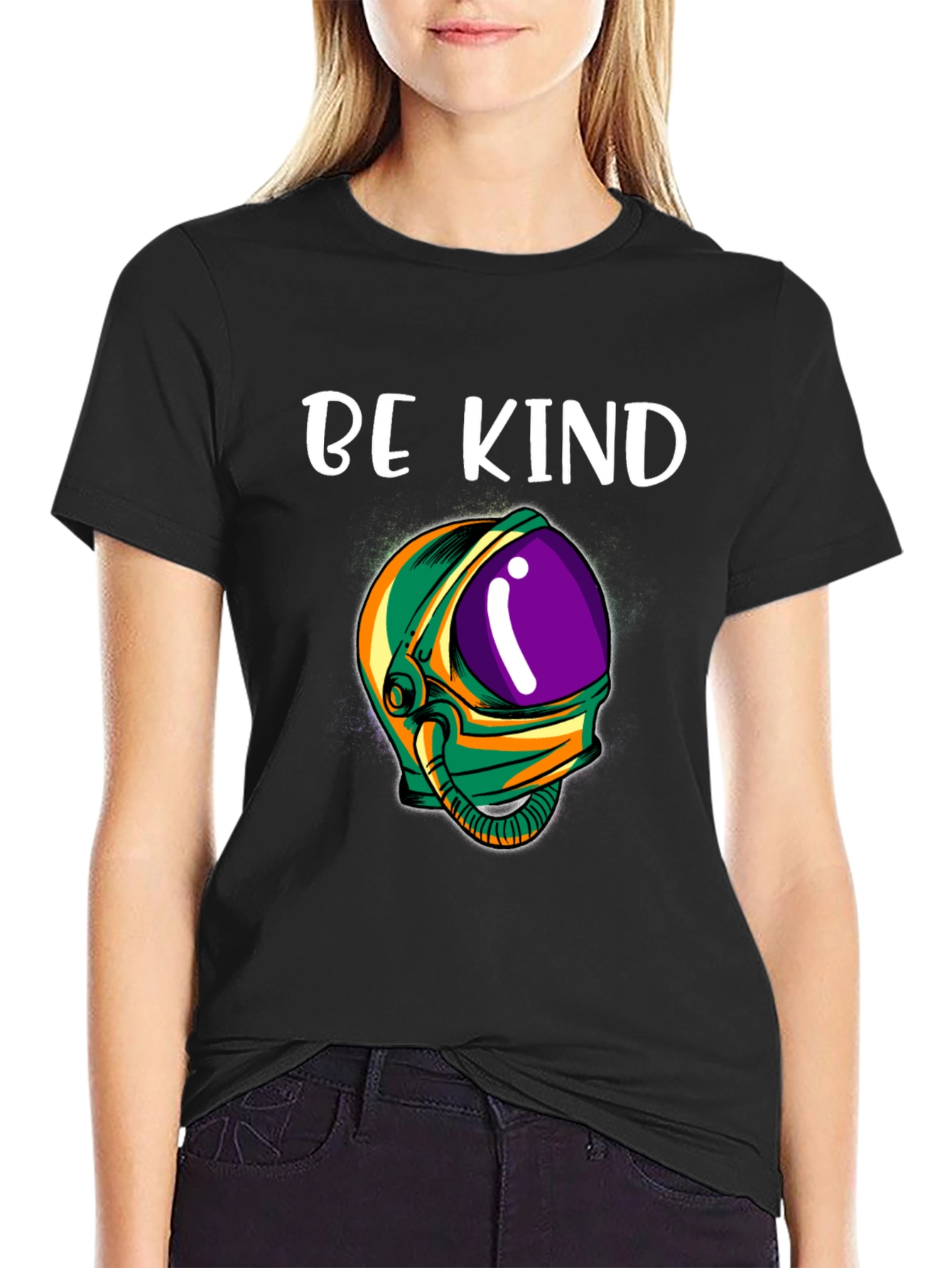 Be Kind Astronaut T-Shirt - Black Graphic Tee