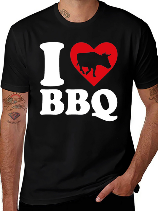 I Heart BBQ Black Graphic T-Shirt