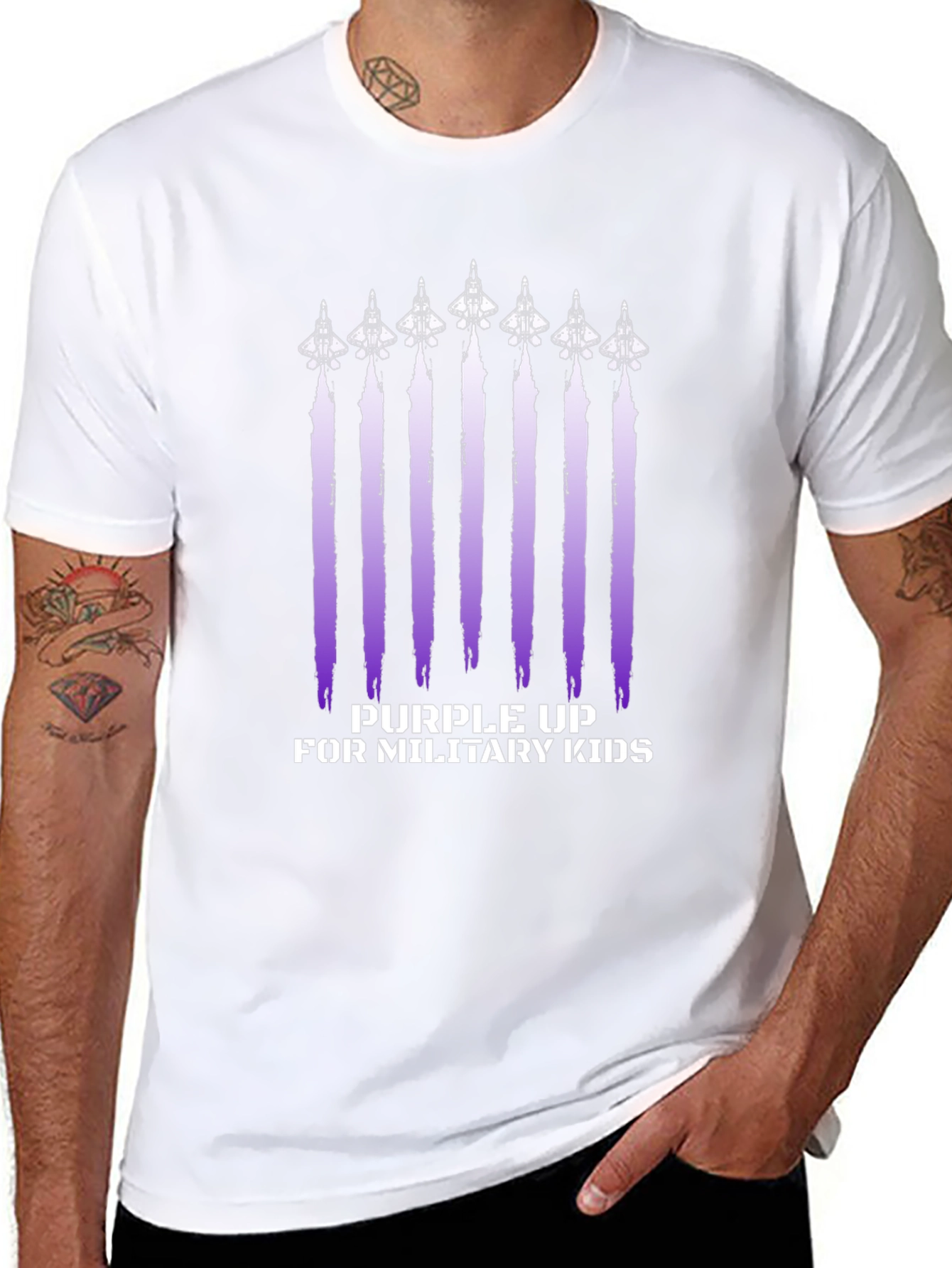 Purple Up Military Kids Graphic Tee