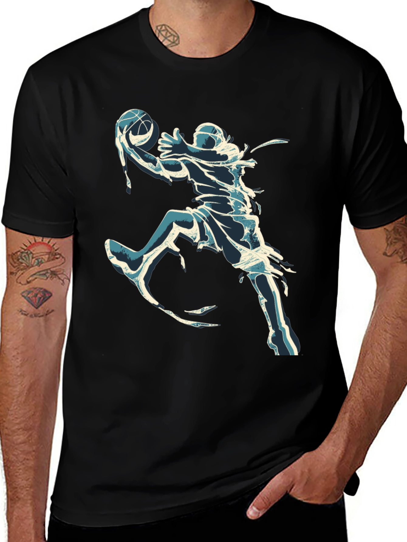 Cool Basketball Graphic Tee - Black