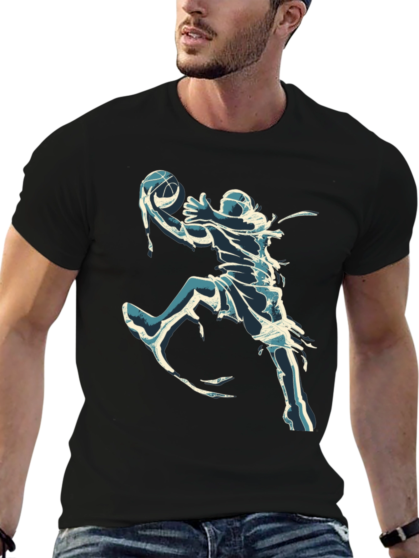 Cool Basketball Graphic Tee - Black