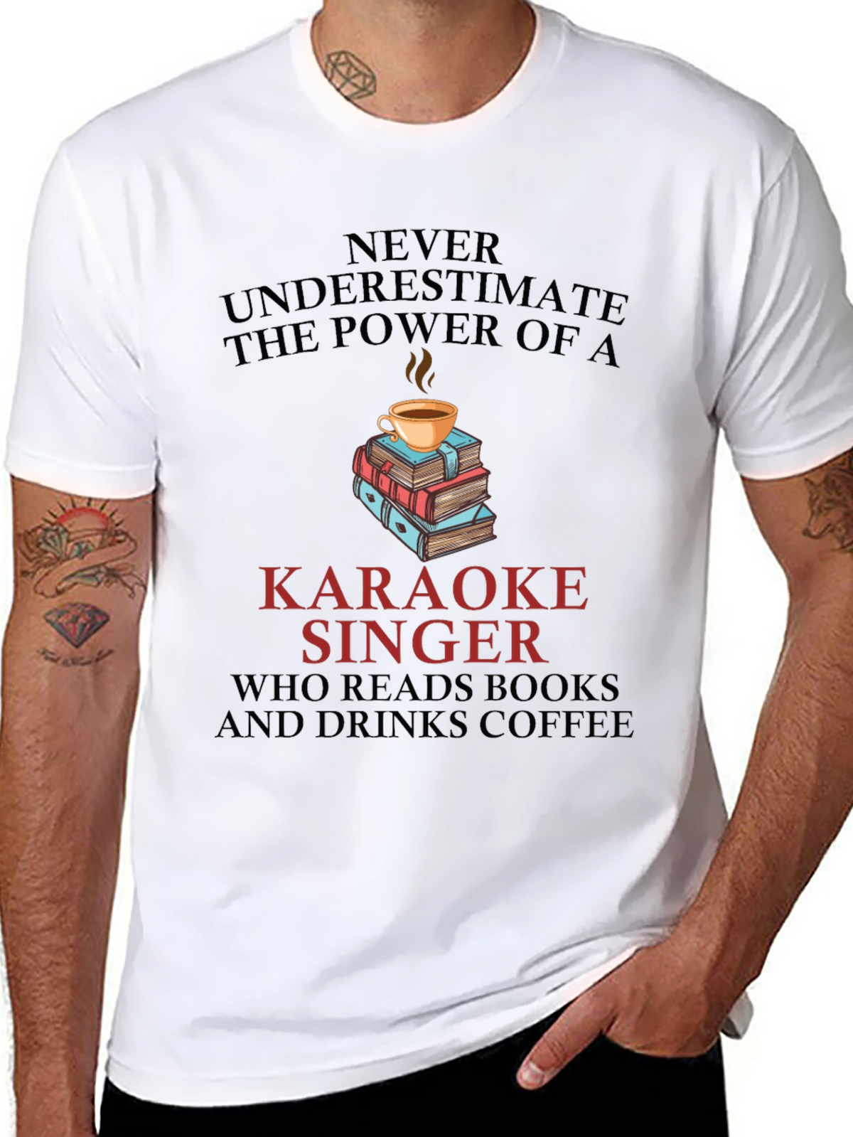 Karaoke Singer Books & Coffee Graphic Tee