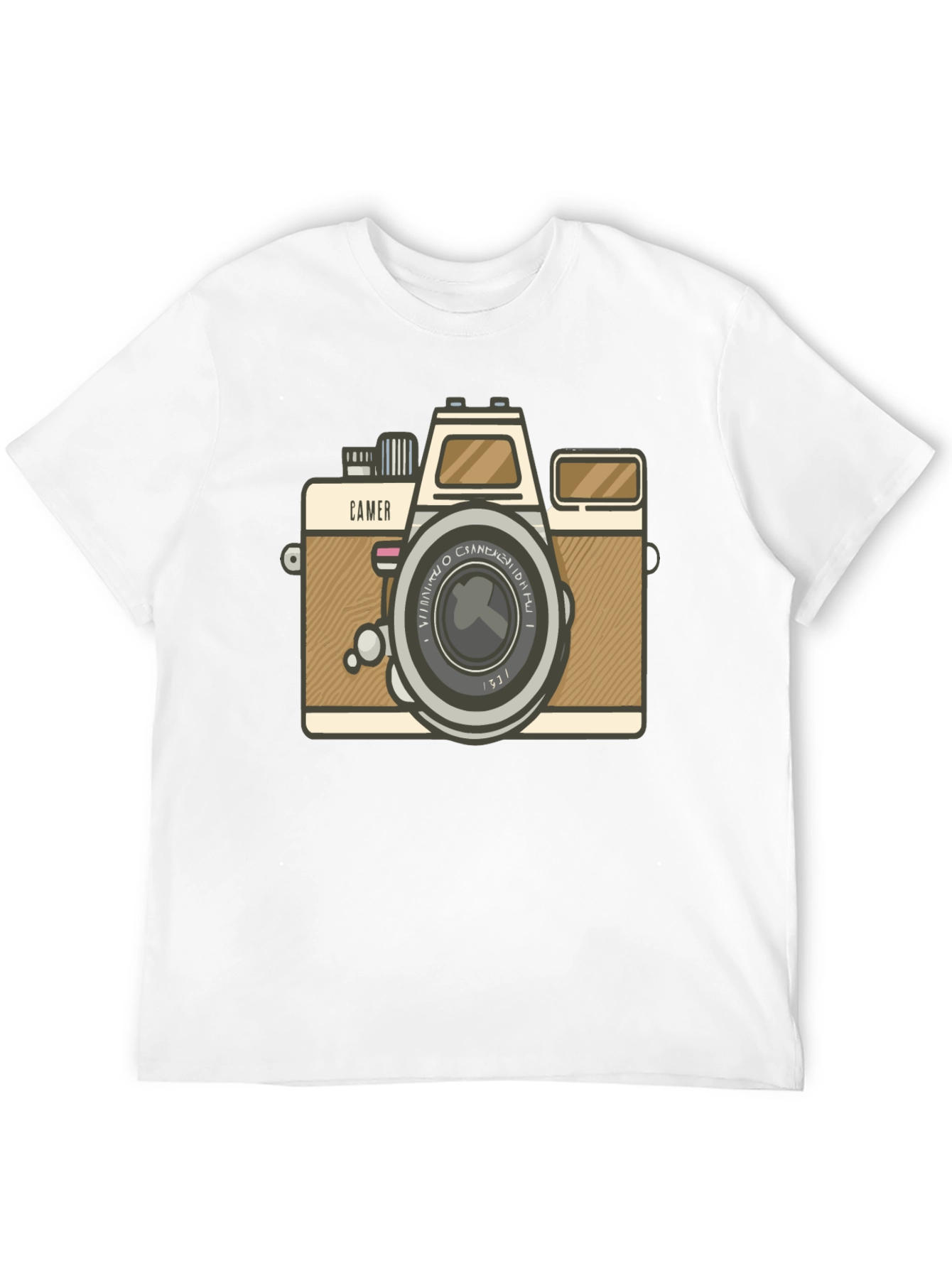 Retro Camera Graphic Tee - Black Cotton T-Shirt