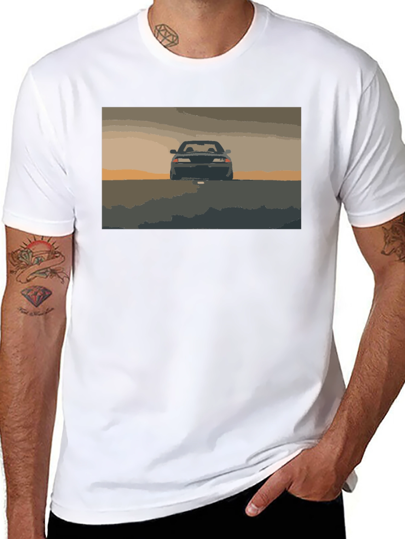 Retro Car Graphic Black T-Shirt