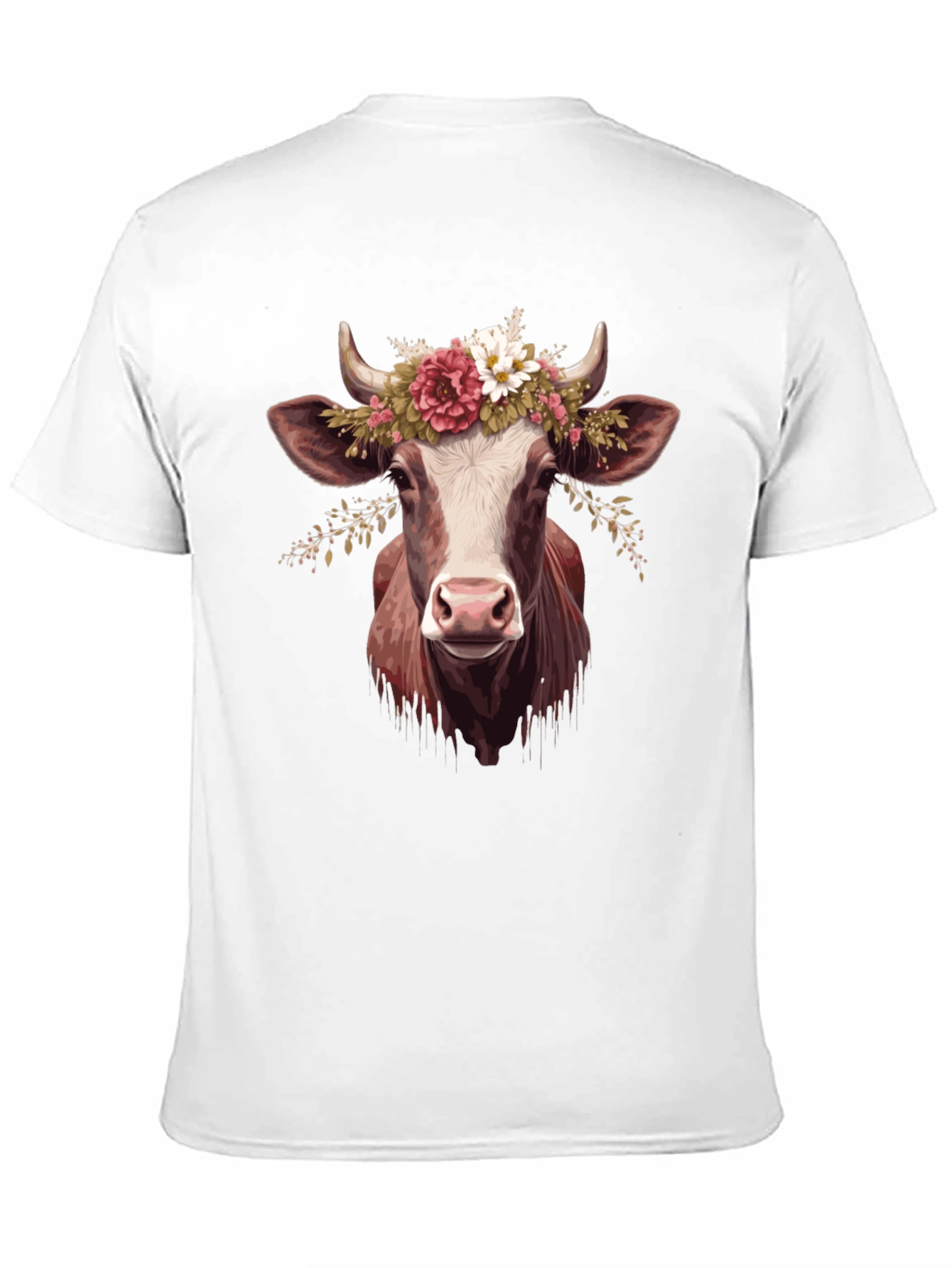 Cow with Flower Crown Graphic T-Shirt