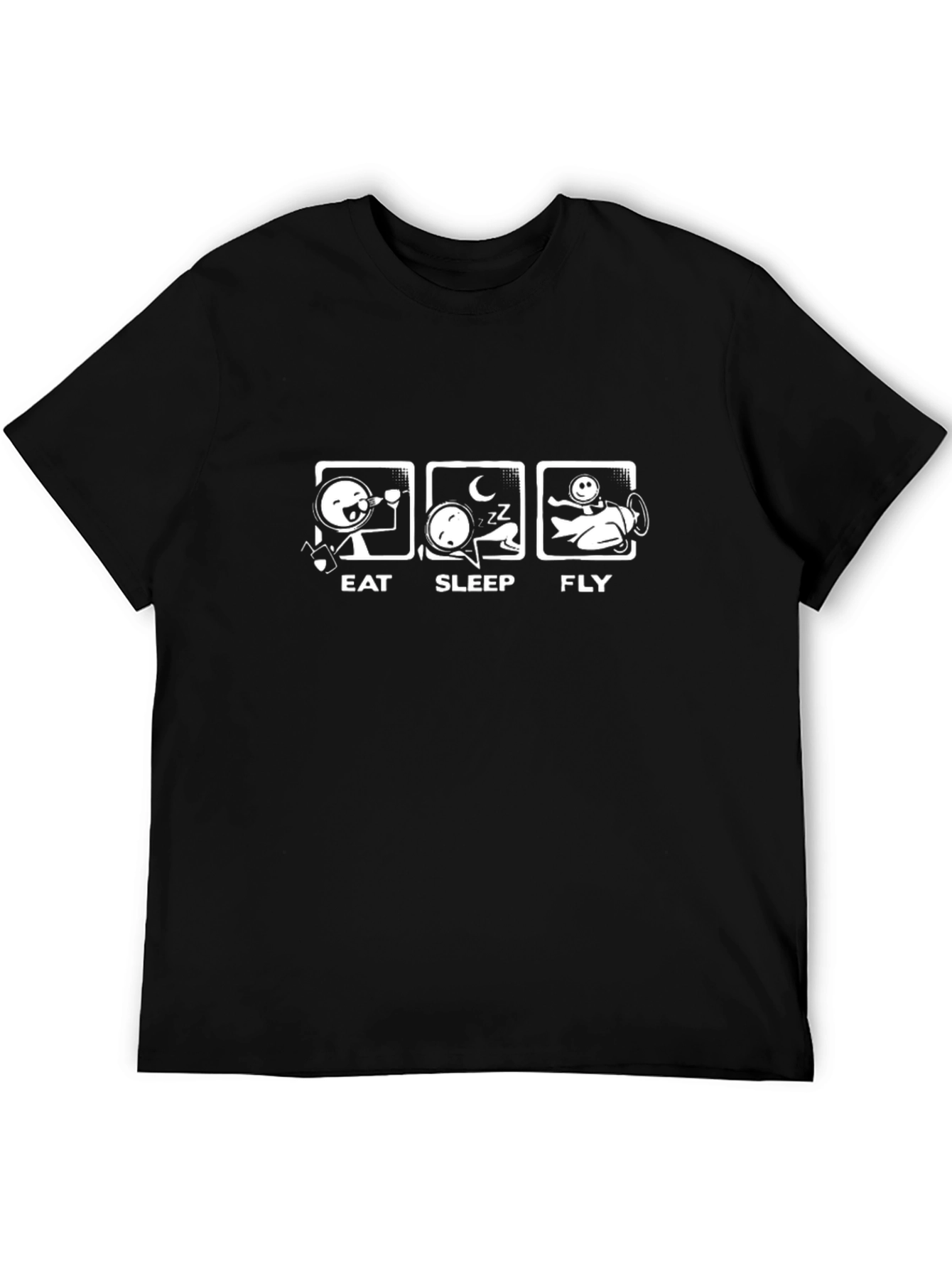 Eat Sleep Fly Black Graphic T-Shirt