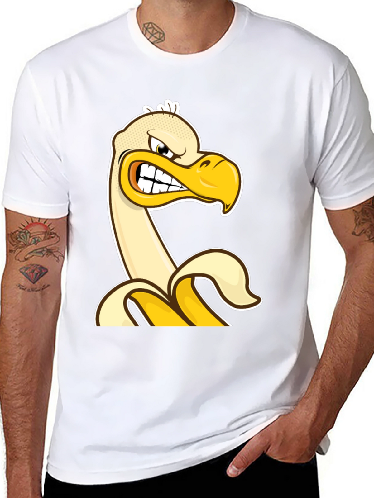 Angry Banana Duck T-Shirt - Quirky Cartoon Tee
