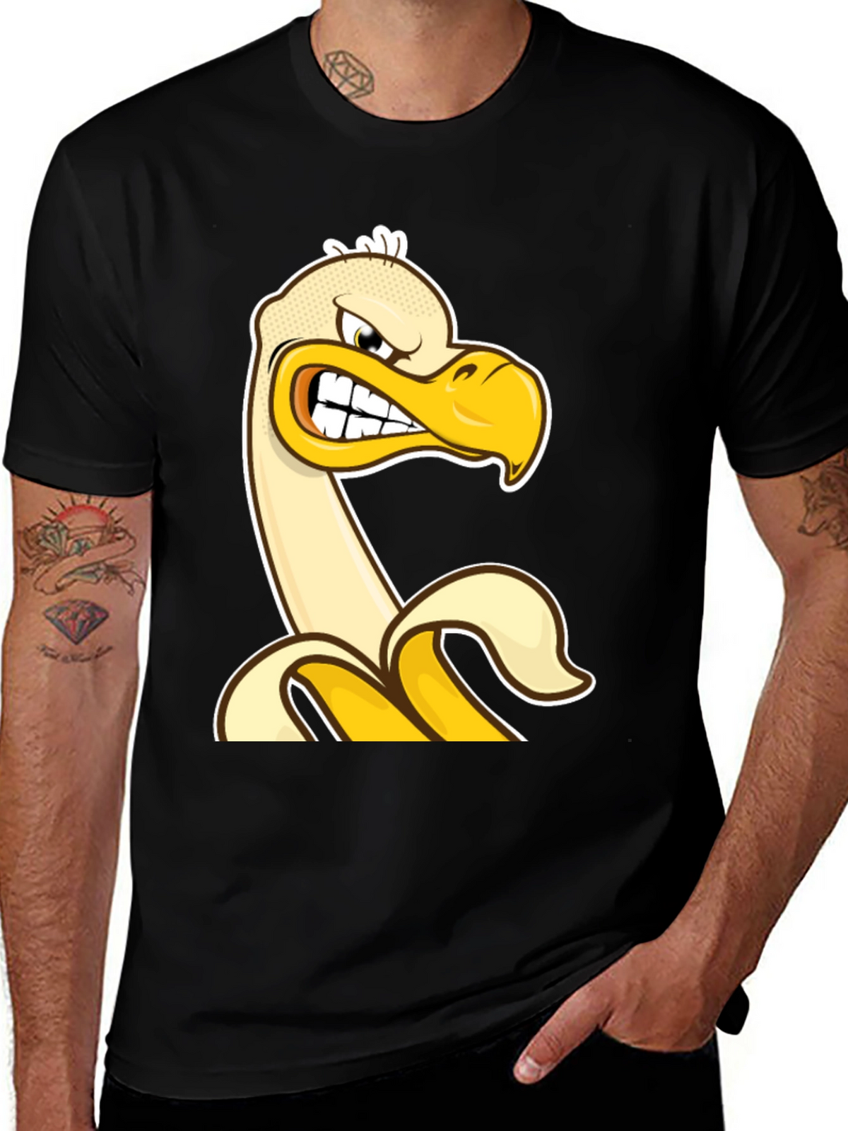 Angry Banana Duck T-Shirt - Quirky Cartoon Tee